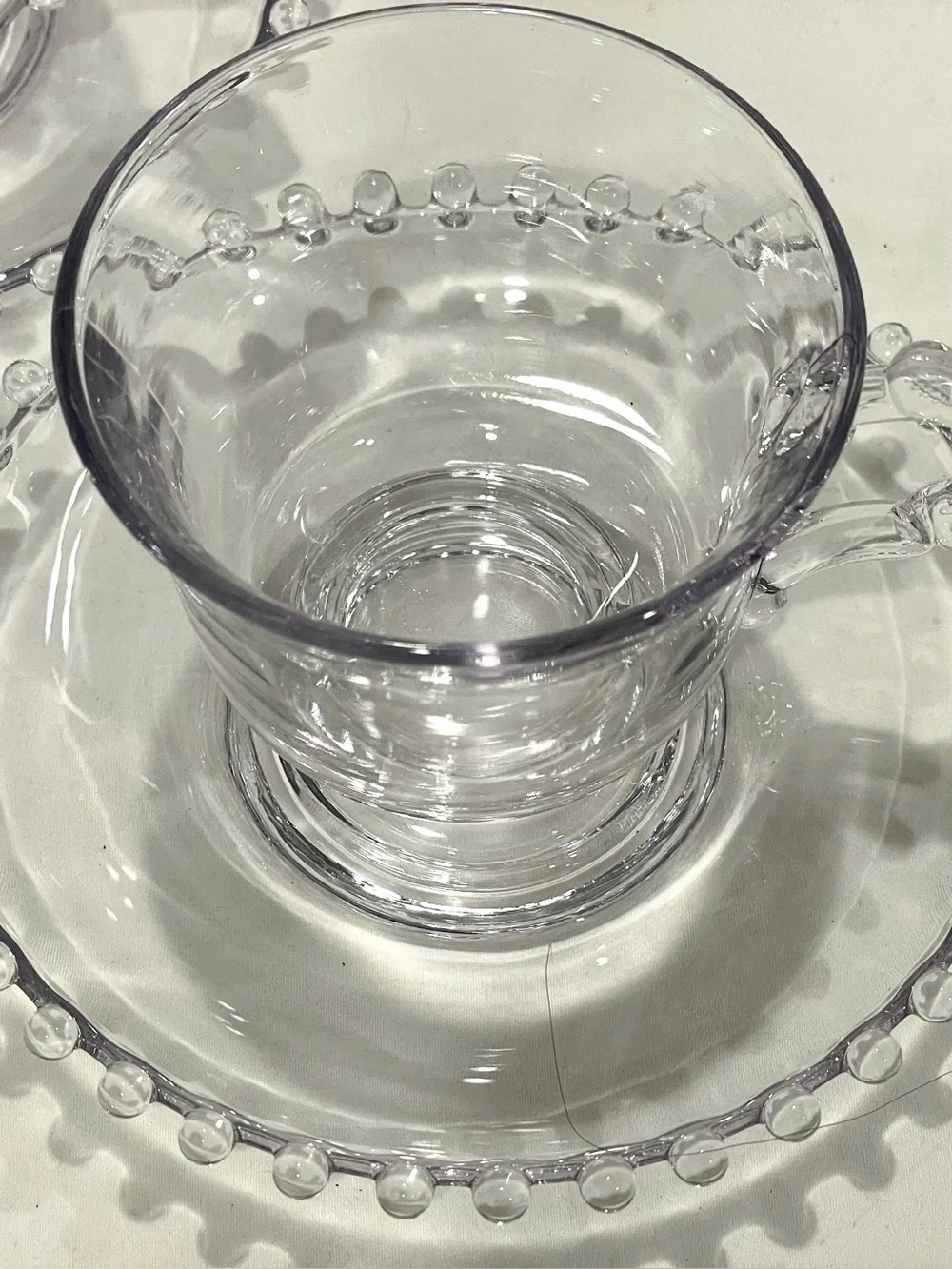 Imperial Glass “Candlewick” Crystal Beaded Teacup & Saucer Set (x3) | VTG | EUC